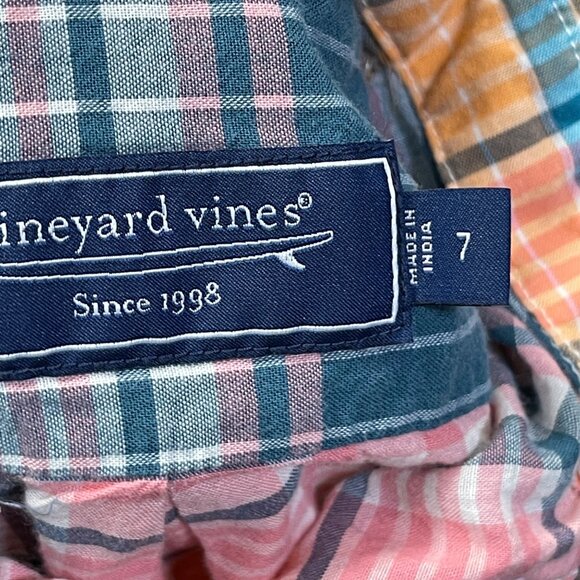 Boy's Outfit Vineyard Vines Shirt Carters Shorts Size 7 Pink Plaid - Picture 5 of 8
